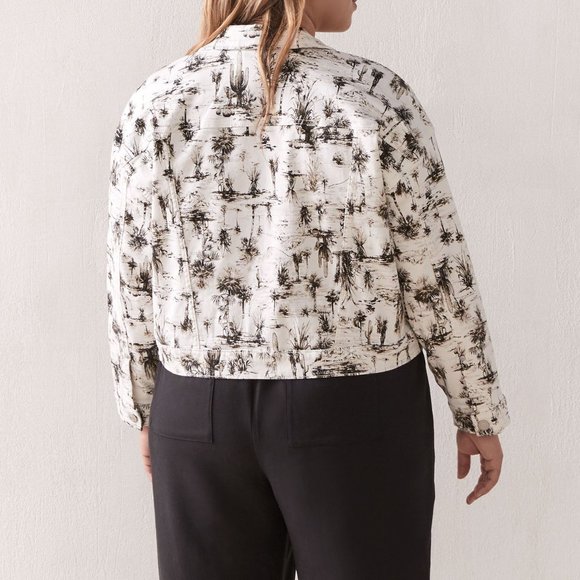 Jean Jacket - Cropped Boyfriend Style printed in Black on white Cactus - Picture 6 of 8